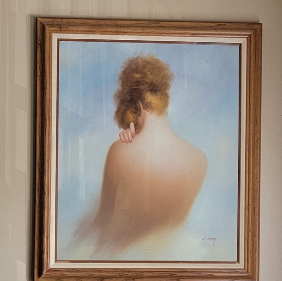 BEAUTIFUL VINTAGE 25X29 " FRAMED OIL ON CANVAS PAINTING SIGNED BY M. KING - Picture 7 of 14